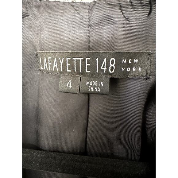Lafayette 148 Sz. 4 Wool and Cotton Tweed Herringbone Open Front Blazer Academia - Picture 4 of 5